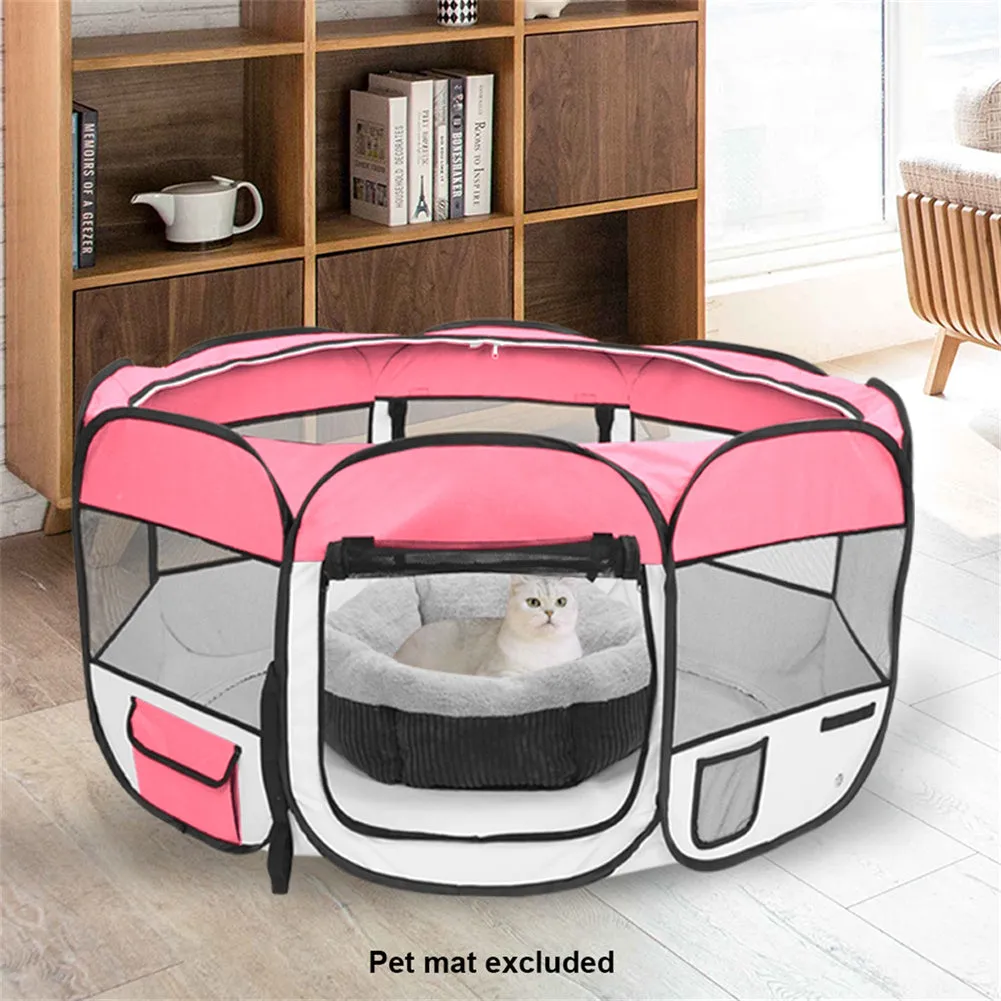 BEESCLOVER Pet Playpen 36 Inch Portable Foldable Fence Pink