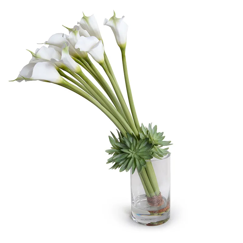 Calla Lily with Succulent Collar in Glass 30"H