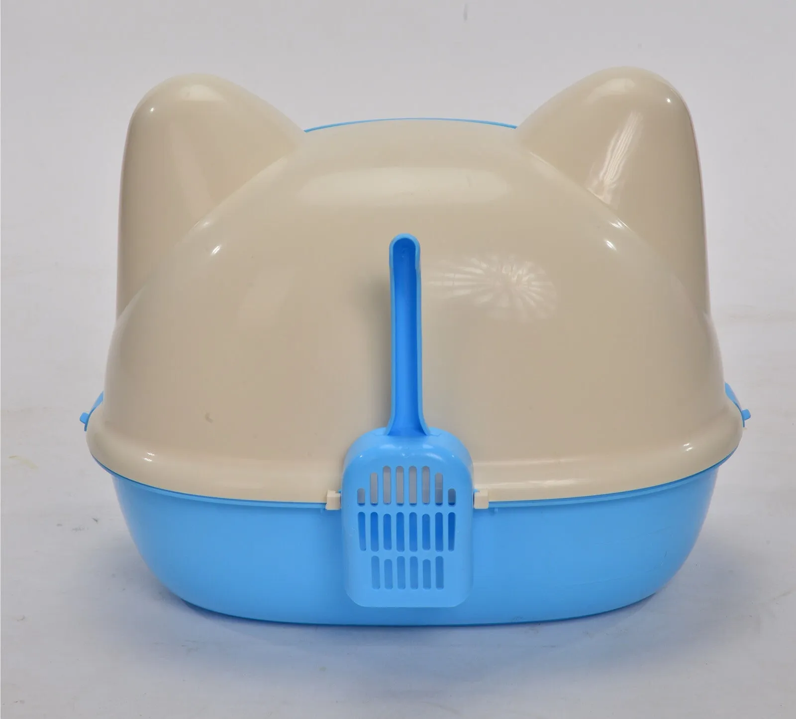 Hooded Cat Litter Box w/ Scoop, Easy Clean, 52cm, Blue - YES4PETS