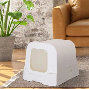 Pawhut Large Litter Box Self Cat Toilet Fully Enclosed Kitten Pan w/Scoop White