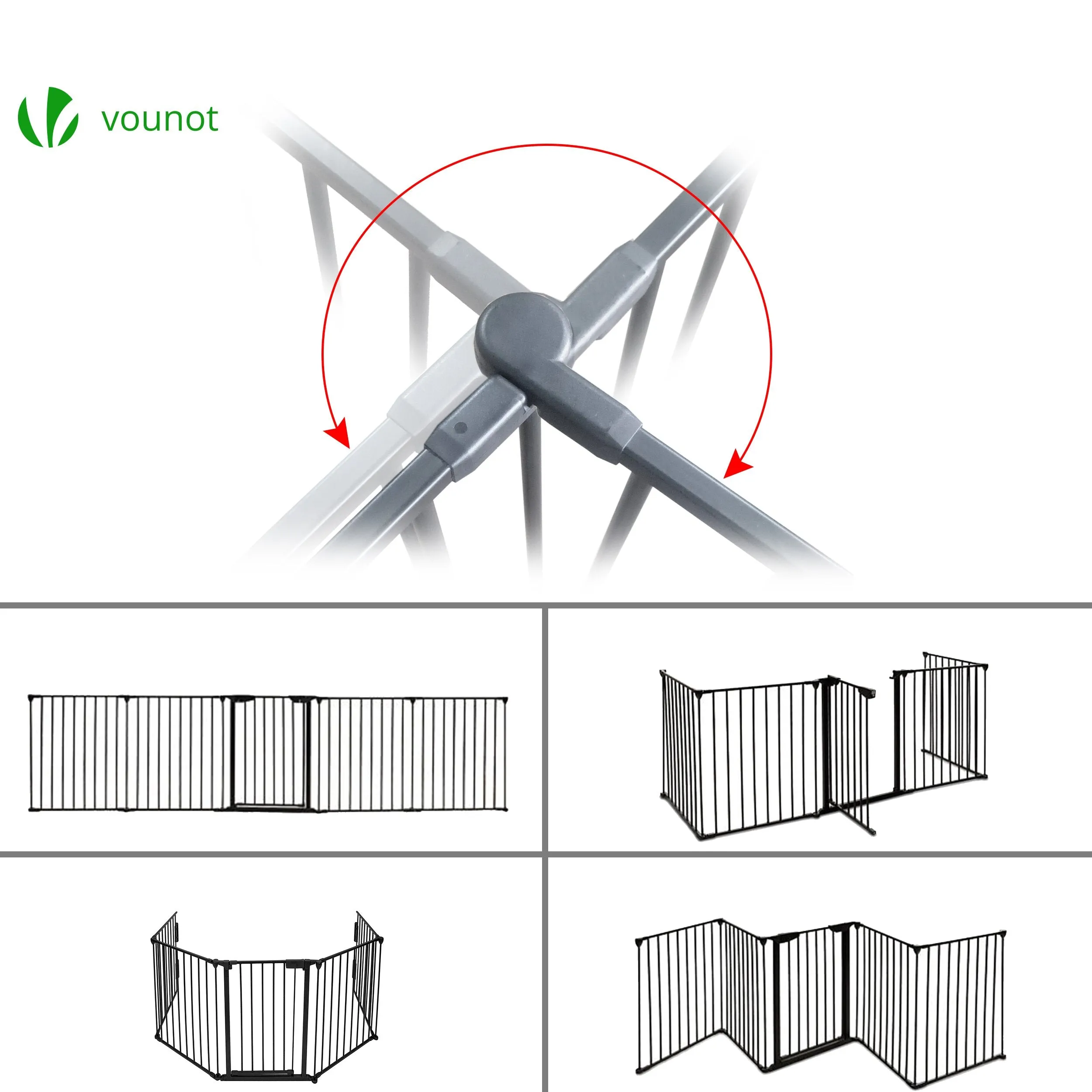 VOUNOT 5 Panel Metal Fire Guard, Hearth Gate, Fire Gate, Fireplace Pet Fence 300cm