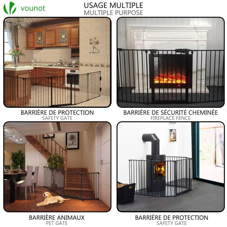 VOUNOT 5 Panel Metal Fire Guard, Hearth Gate, Fire Gate, Fireplace Pet Fence 300cm